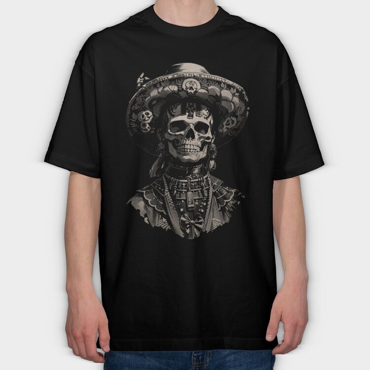 Skull Traditional, Tricou Oversize Barbati (Unisex)