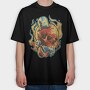 Skull Skater in Fire, Tricou Oversize Barbati (Unisex)