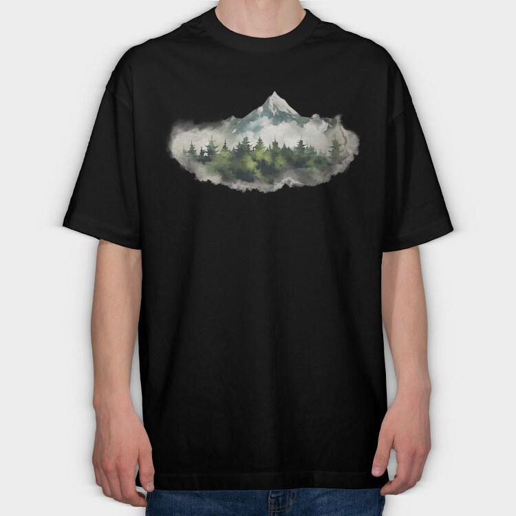 Fog Forest Peak, Tricou Oversize Barbati (Unisex)