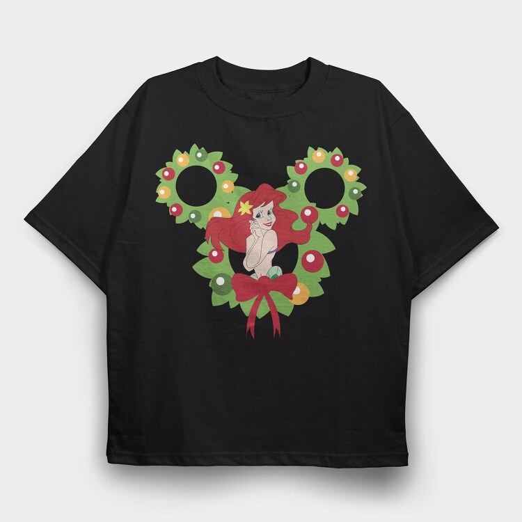 Ariel Holiday Wreath, Tricou Oversize Barbati (Unisex)