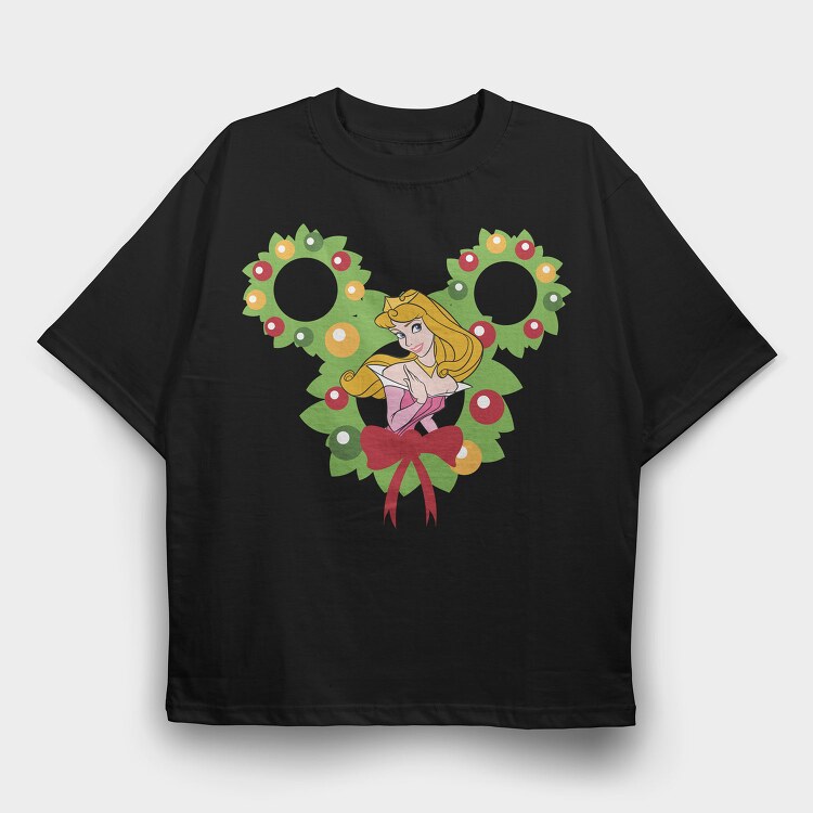 Aurora Holiday Wreath, Tricou Oversize Barbati (Unisex)