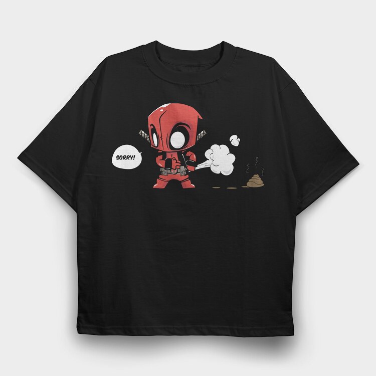 Deadpool Chibi Poop, Tricou Oversize Barbati (Unisex)
