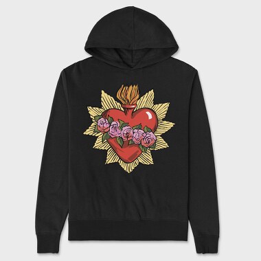 Flaming Heart Roses, Hanorac Oversize Barbati (Unisex)