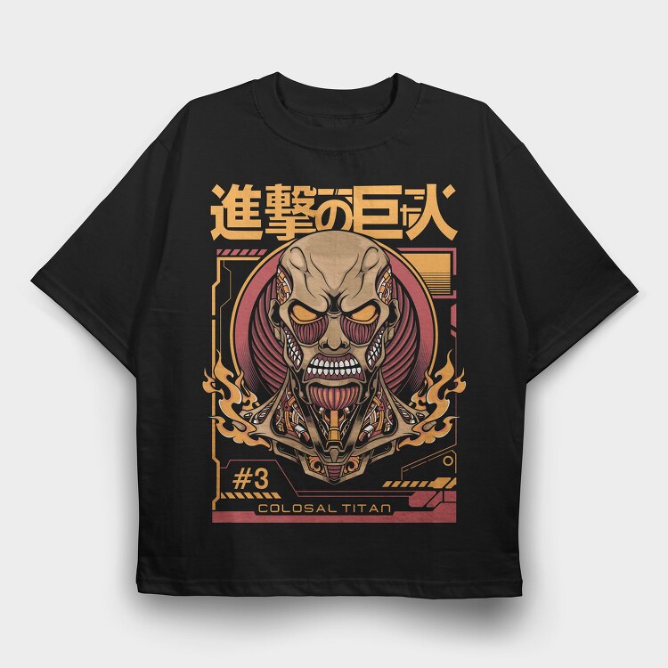 Colossal Titan Face 1, Tricou Oversize Barbati (Unisex)