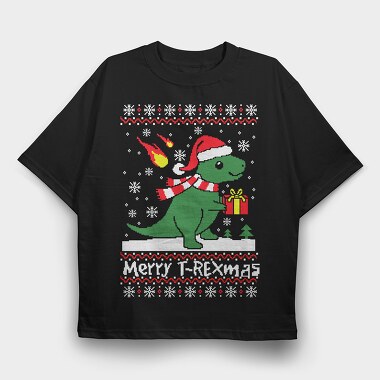Dino Xmas Sweater, Tricou Oversize Barbati (Unisex)
