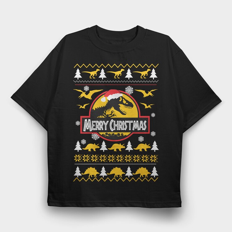 Dino Xmas, Tricou Oversize Barbati (Unisex)