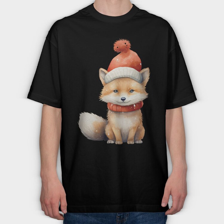 Fox Hat Snowy, Tricou Oversize Barbati (Unisex)