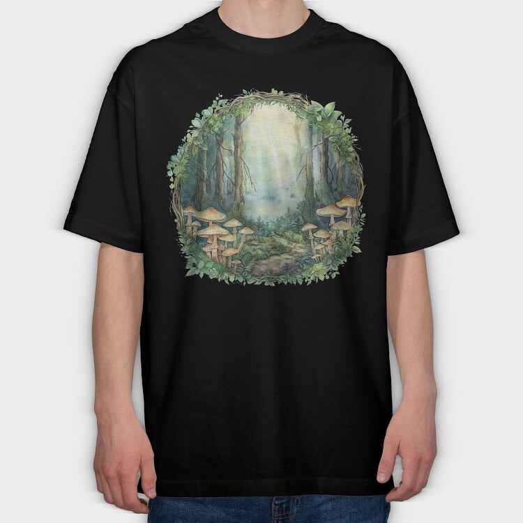 Forest Fairytale Mushrooms, Tricou Oversize Barbati (Unisex)