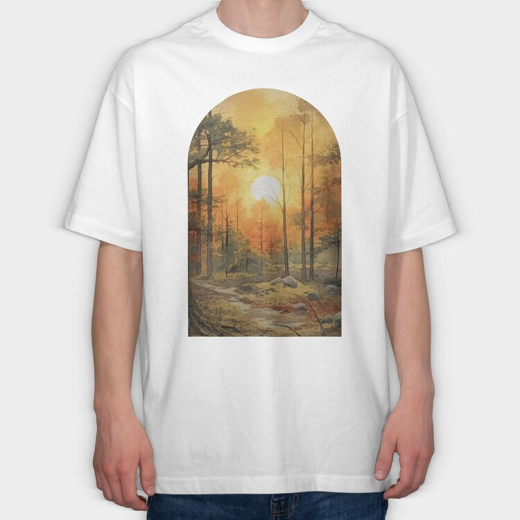 Forest Sunrise Vintage, Tricou Oversize Barbati (Unisex)