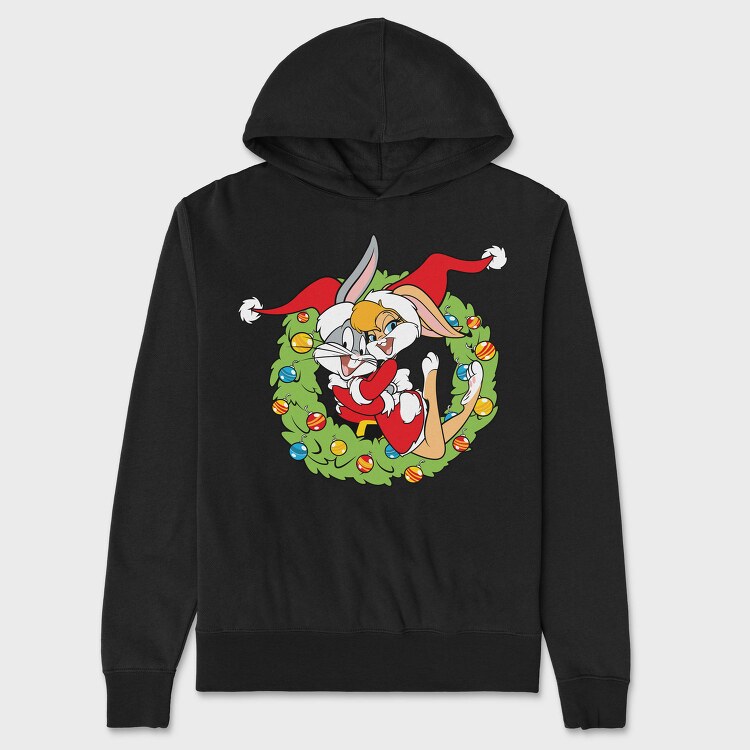 Bunny Wreath Fest, Hanorac Oversize Barbati (Unisex)