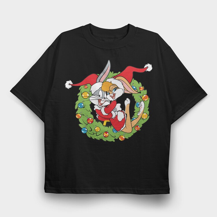 Bunny Wreath Fest, Tricou Oversize Barbati (Unisex)