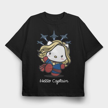 Captain Marvel Chibi, Tricou Oversize Barbati (Unisex)