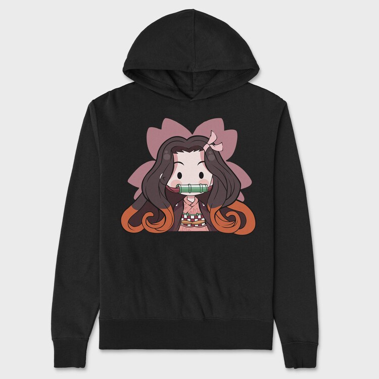 Chibi Flute Girl, Hanorac Oversize Barbati (Unisex)
