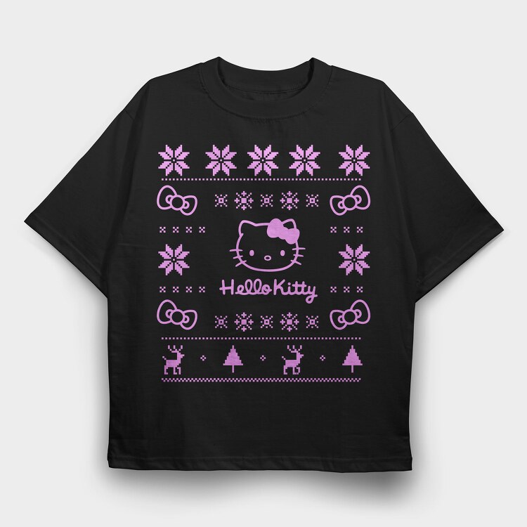 Hello Kitty Snowflake, Tricou Oversize Barbati (Unisex)