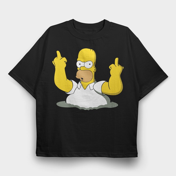 Homer Middle Finger, Tricou Oversize Barbati (Unisex)