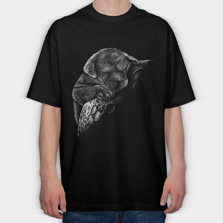 Sleeping Dog Monochrome, Tricou Oversize Barbati (Unisex)
