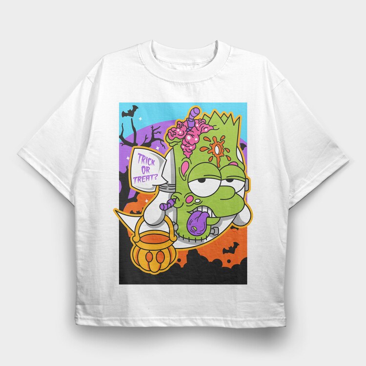 Halloween Zombie Trick Or Treat, Tricou Oversize Barbati (Unisex)