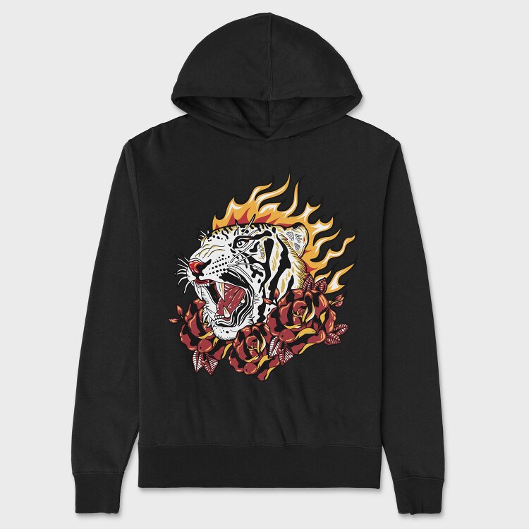 Flaming Tiger Roar, Hanorac Oversize Barbati (Unisex)