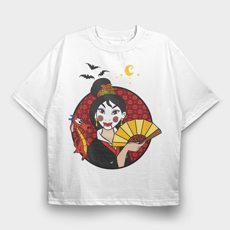 Geisha Halloween, Tricou Oversize Barbati (Unisex)