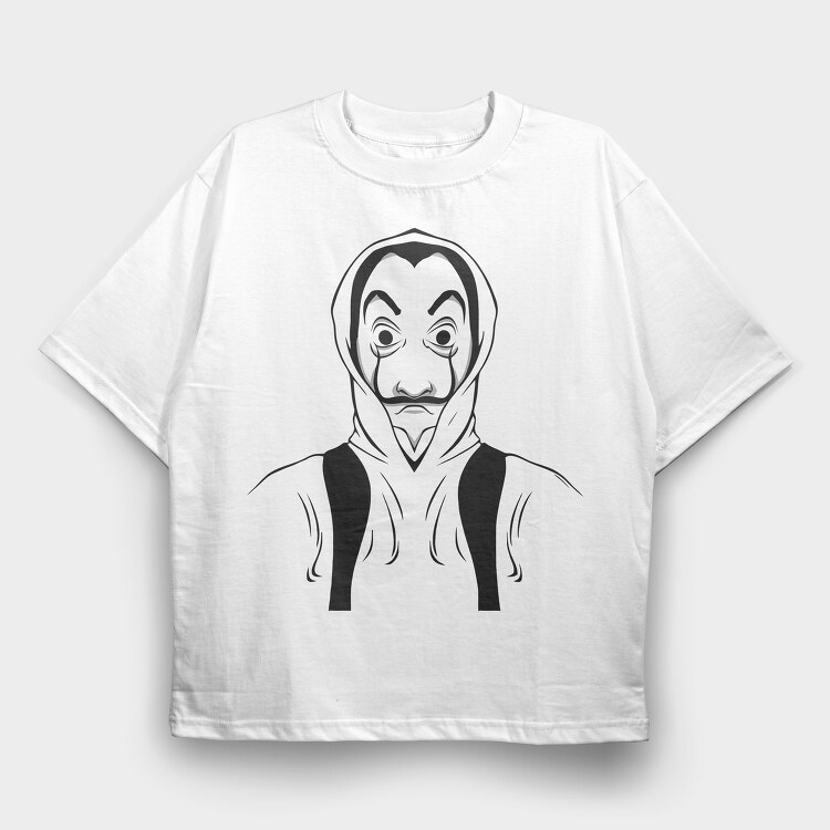 Money Heist Mask Hoodie, Tricou Oversize Barbati (Unisex)