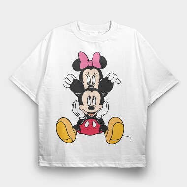 Mickey Mouse Bow Tie, Tricou Oversize Barbati (Unisex)