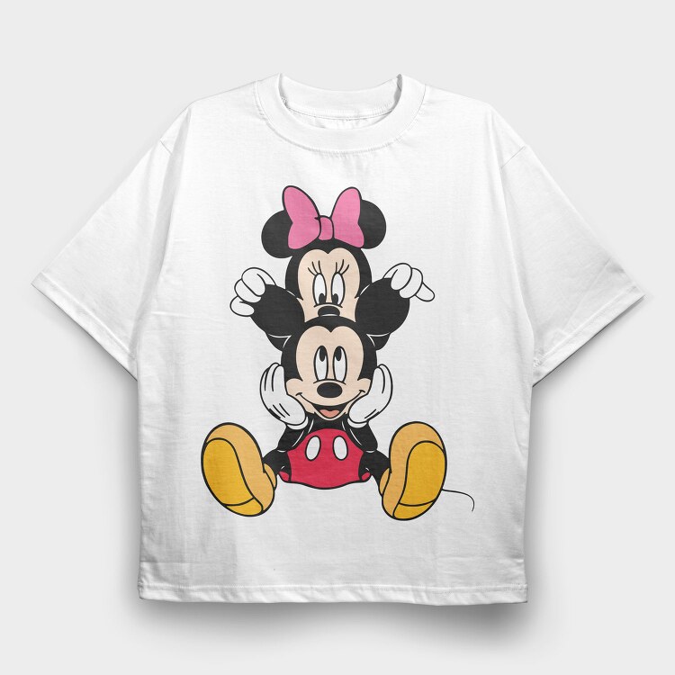 Mickey Mouse Bow Tie, Tricou Oversize Barbati (Unisex)