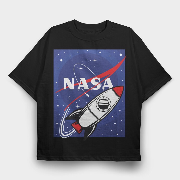 Nasa Rocket Blast, Tricou Oversize Barbati (Unisex)