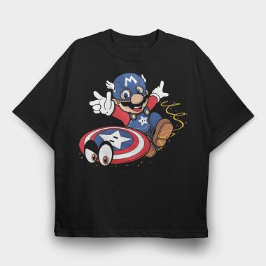 Mario Captain Shield, Tricou Oversize Barbati (Unisex)