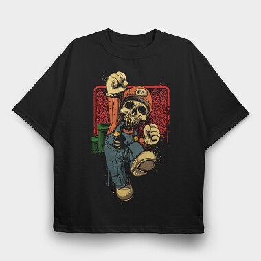 Mario Skull Fist, Tricou Oversize Barbati (Unisex)