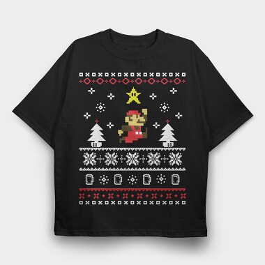 Mario Star Jump, Tricou Oversize Barbati (Unisex)