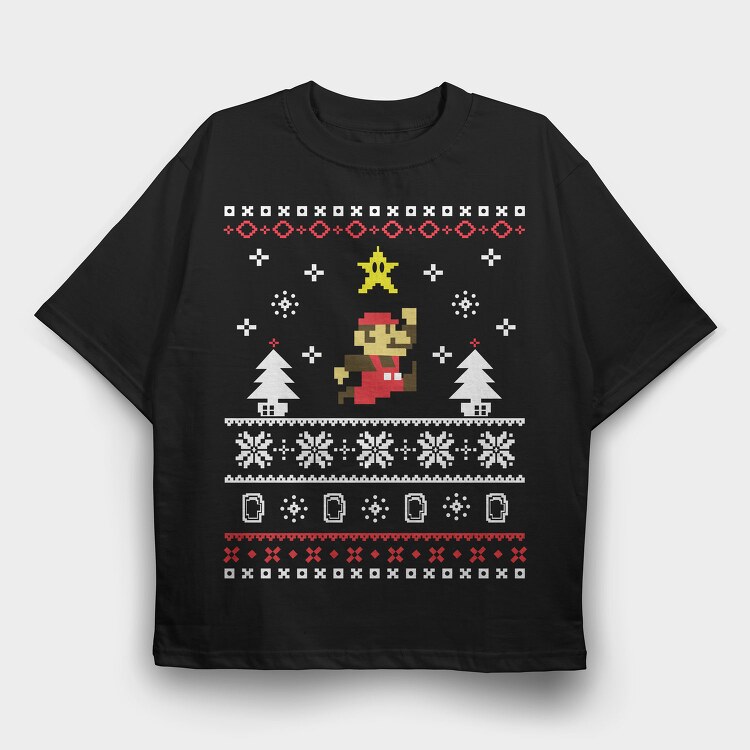 Mario Star Jump, Tricou Oversize Barbati (Unisex)