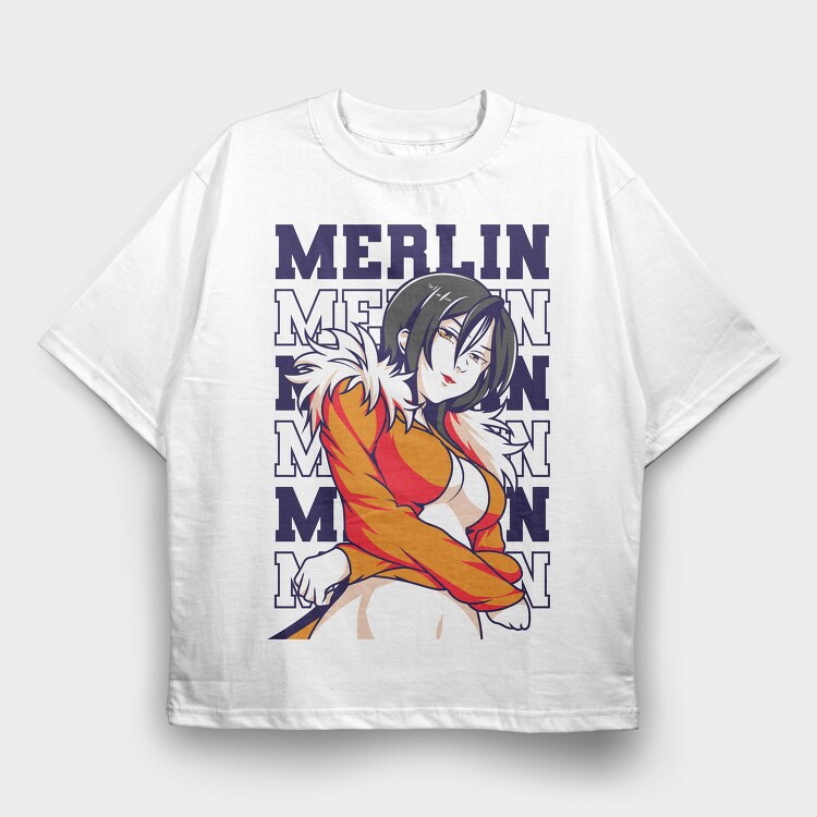 Merlin Fox Girl, Tricou Oversize Barbati (Unisex)
