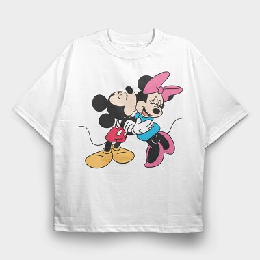 Mickey Minnie Hug 1, Tricou Oversize Barbati (Unisex)
