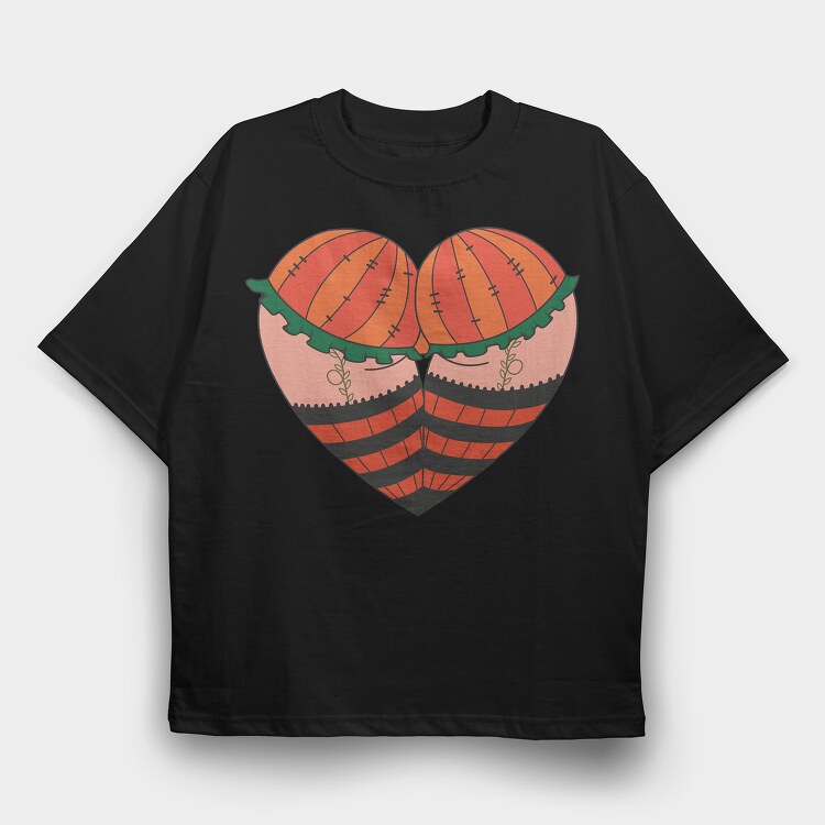 Pumpkin Patch Heart, Tricou Oversize Barbati (Unisex)