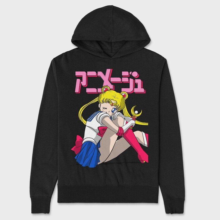 Sailor Moon Moonlight, Hanorac Oversize Barbati (Unisex)