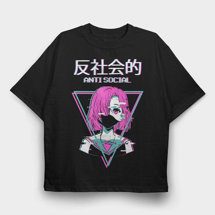 Neon Girl Triangle, Tricou Oversize Barbati (Unisex)