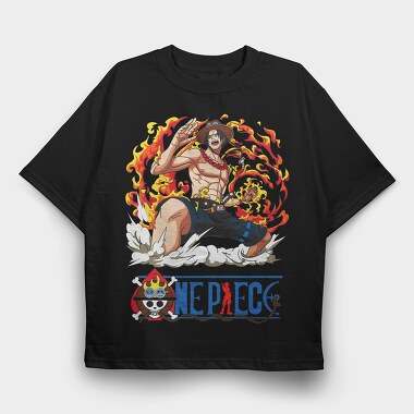 One Piece Fire, Tricou Oversize Barbati (Unisex)