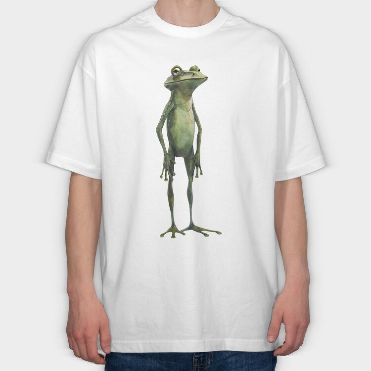 Frog Standing Wise, Tricou Oversize Barbati (Unisex)