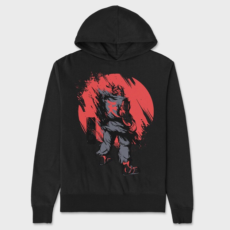 Red Samurai Warrior, Hanorac Oversize Barbati (Unisex)