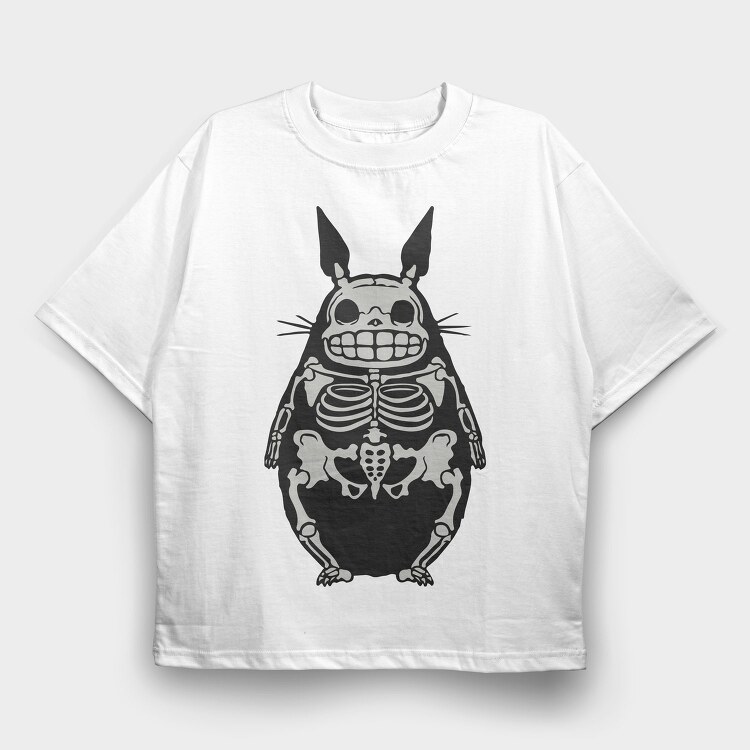 Skeleton Totoro, Tricou Oversize Barbati (Unisex)