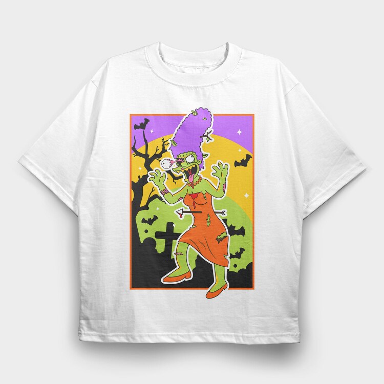 Zombie Marge Halloween, Tricou Oversize Barbati (Unisex)