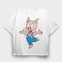Porky Pig Jump, Tricou Oversize Barbati (Unisex)