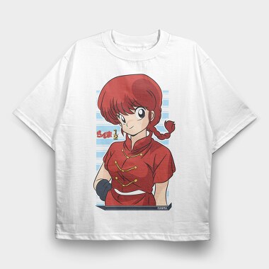 Ranma Half Red, Tricou Oversize Barbati (Unisex)
