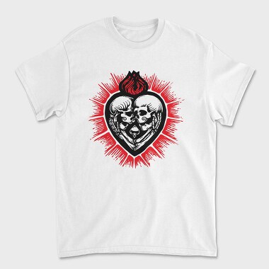 Skull Heart Fire, Tricou Barbati (Unisex)