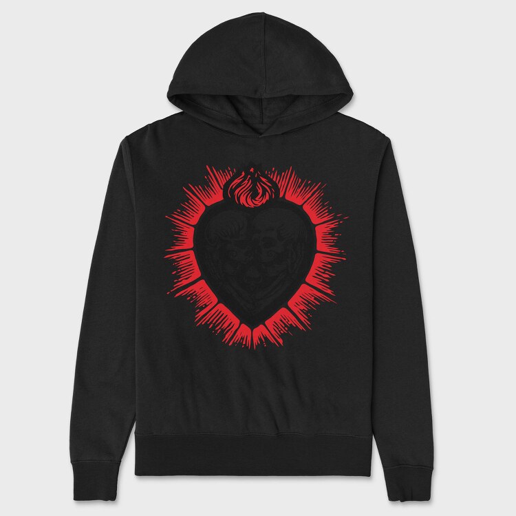 Skull Heart Fire, Hanorac Oversize Barbati (Unisex)