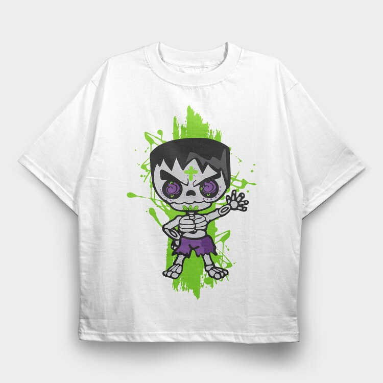 Skull Punk Splash, Tricou Oversize Barbati (Unisex)