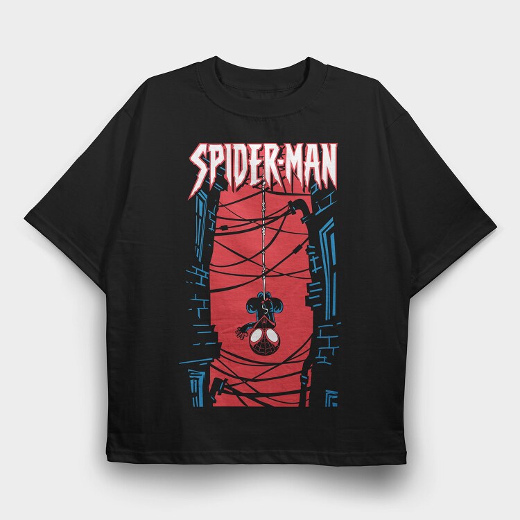 Spiderman Web City, Tricou Oversize Barbati (Unisex)