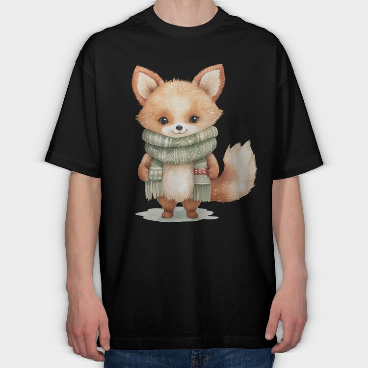 Fox Scarf Christmas, Tricou Oversize Barbati (Unisex)