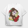 Sugar Skull Rose Clock, Tricou Oversize Barbati (Unisex)