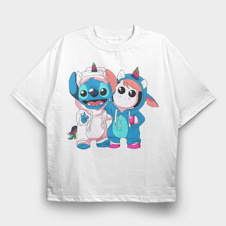 Stitch Unicorn Hoodie, Tricou Oversize Barbati (Unisex)